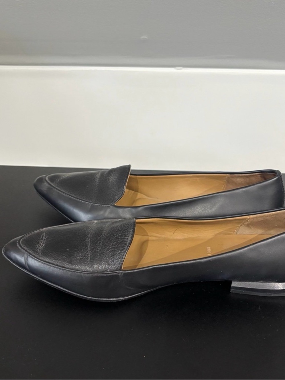 Everlane Black Pointed Leather Loafers